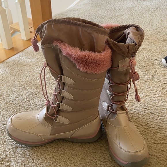 Lands' End Shoes | Lands End Waterproof Snow Boots | Color: Pink/Tan | Size: 5 | Bettyboop417's Closet